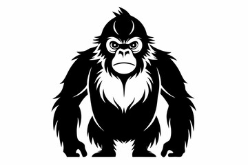 orangutan silhouette line art vector illustration with a white background