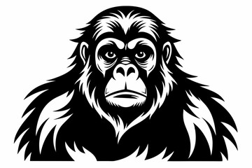 orangutan silhouette line art vector illustration with a white background