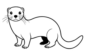 otter silhouette line art vector illustration with a white background