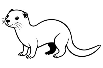 otter silhouette line art vector illustration with a white background