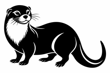otter silhouette line art vector illustration with a white background
