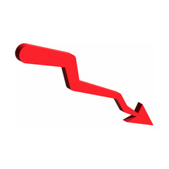 3d Red Arrow Down Economic Recession Money-losing Stock crisis and finance concept Design Vector art