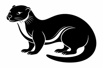 otter silhouette line art vector illustration with a white background