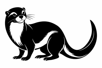 otter silhouette line art vector illustration with a white background
