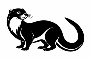otter silhouette line art vector illustration with a white background