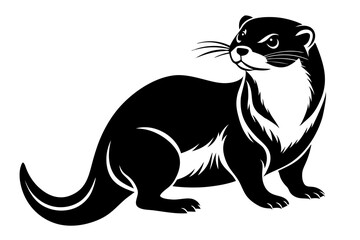 otter silhouette line art vector illustration with a white background