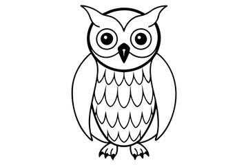 owl silhouette line art vector illustration with a white background