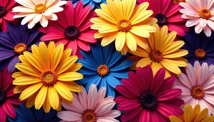 Bold blooms arranged in a tessellating diamond formation, form, blossom, symmetry