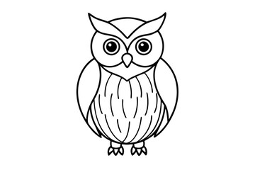 Fototapeta premium owl silhouette line art vector illustration with a white background