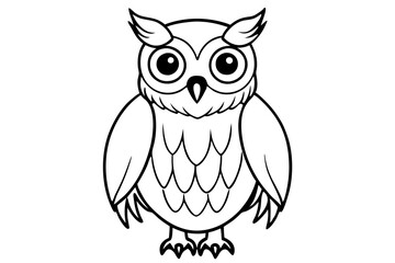 owl silhouette line art vector illustration with a white background