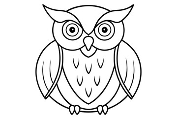 owl silhouette line art vector illustration with a white background