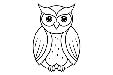 owl silhouette line art vector illustration with a white background