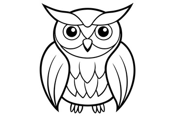 owl silhouette line art vector illustration with a white background