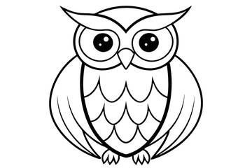 owl silhouette line art vector illustration with a white background