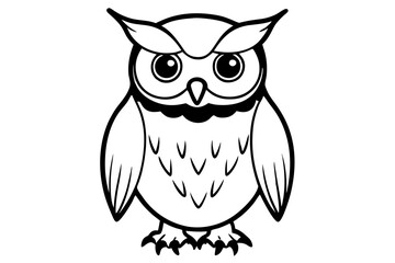 owl silhouette line art vector illustration with a white background