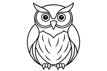 owl silhouette line art vector illustration with a white background