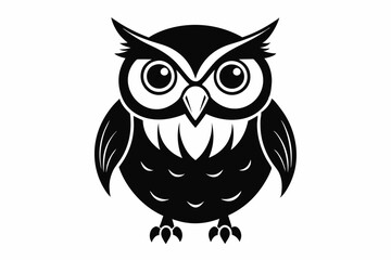 owl silhouette line art vector illustration with a white background