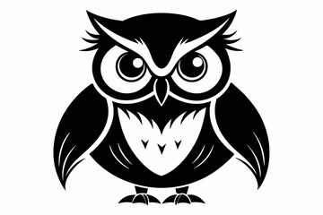 owl silhouette line art vector illustration with a white background