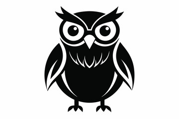 owl silhouette line art vector illustration with a white background