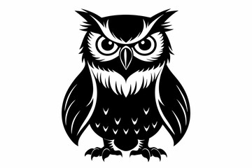 owl silhouette line art vector illustration with a white background