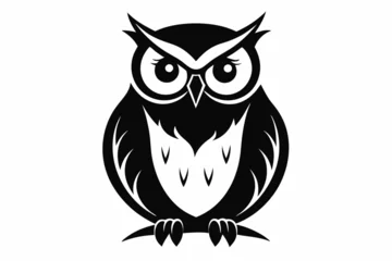 Fototapeten owl silhouette line art vector illustration with a white background © pipp99