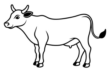 ox silhouette line art vector illustration with a white background