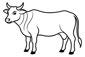 ox silhouette line art vector illustration with a white background