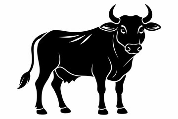 ox silhouette line art vector illustration with a white background