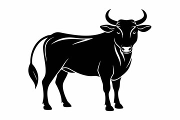 ox silhouette line art vector illustration with a white background