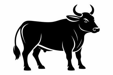 ox silhouette line art vector illustration with a white background