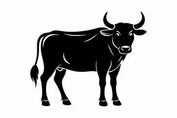 ox silhouette line art vector illustration with a white background