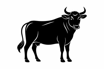 ox silhouette line art vector illustration with a white background