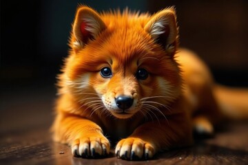 Intensely orange, plush fur; deep, shadowed texture , faux fur, color