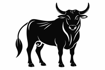 ox silhouette line art vector illustration with a white background
