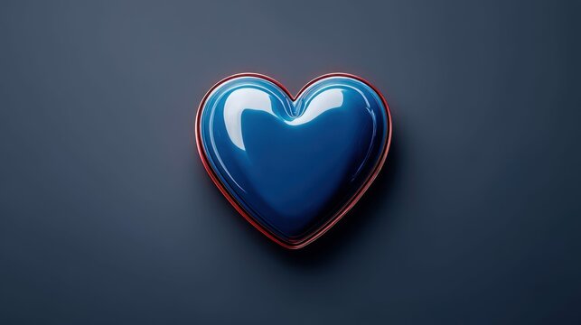 A vibrant blue heart with a copper border, gracefully placed on a dark gray backdrop, conveys affection and love.