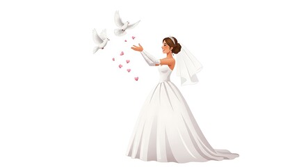Naklejka premium bride releasing doves