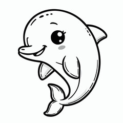 Cartoon outline of a baby dolphin 
