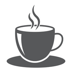 Coffee cup icon set with various cup designs and steaming hot drinks