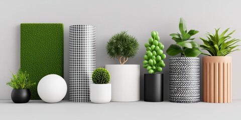 Indoor plant arrangement modern home decor display minimalist environment close-up view aesthetic inspiration