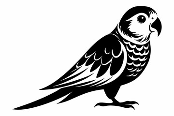 parakeet silhouette line art vector illustration with a white background