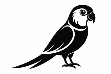 parakeet silhouette line art vector illustration with a white background