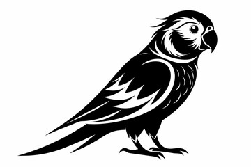 parakeet silhouette line art vector illustration with a white background