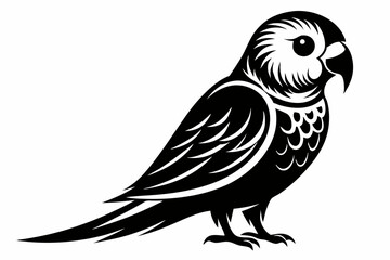 parakeet silhouette line art vector illustration with a white background