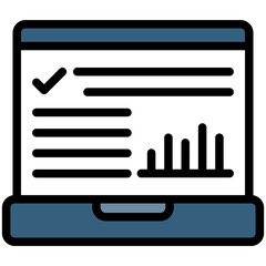 Outlined Colorful Flat Online Report Icon