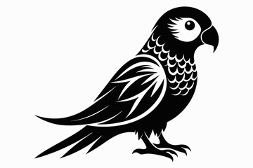 parakeet silhouette line art vector illustration with a white background