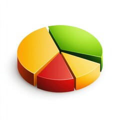 Obraz premium Isometric view of a colorful pie chart with different segments isolated on white background