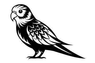 parakeet silhouette line art vector illustration with a white background