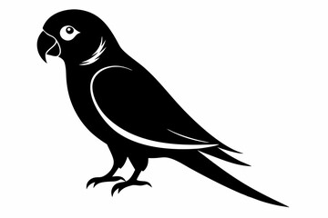 parakeet silhouette line art vector illustration with a white background