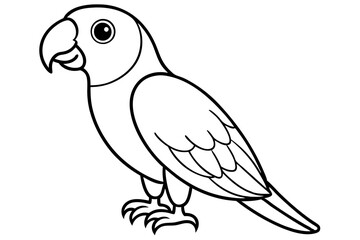 parrot silhouette line art vector illustration with a white background