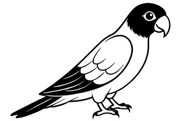 parrot silhouette line art vector illustration with a white background
